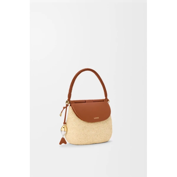Loewe Medium Pescador bag in raffia and calfskin, Natural/Tan | Totes & Top-Handle Bags | Coveti