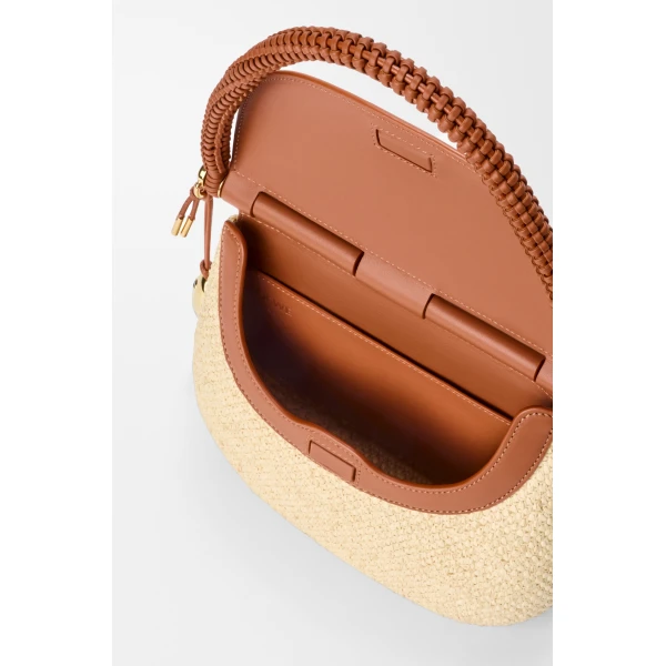 Loewe Medium Pescador bag in raffia and calfskin, Natural/Tan | Totes & Top-Handle Bags | Coveti