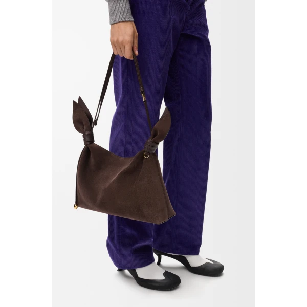 Loewe Medium Scarf bag in suede, Dark Chestnut | Shoulder & Crossbody Bags | Coveti