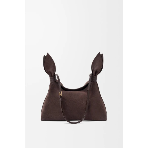 Loewe Medium Scarf bag in suede, Dark Chestnut | Shoulder & Crossbody Bags | Coveti