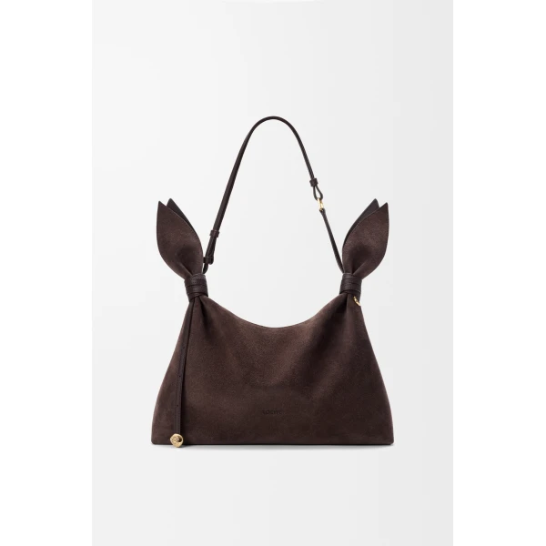 Loewe Medium Scarf bag in suede, Dark Chestnut | Shoulder & Crossbody Bags | Coveti