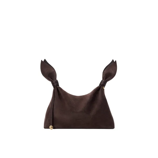 Medium Scarf bag in suede, Dark Chestnut