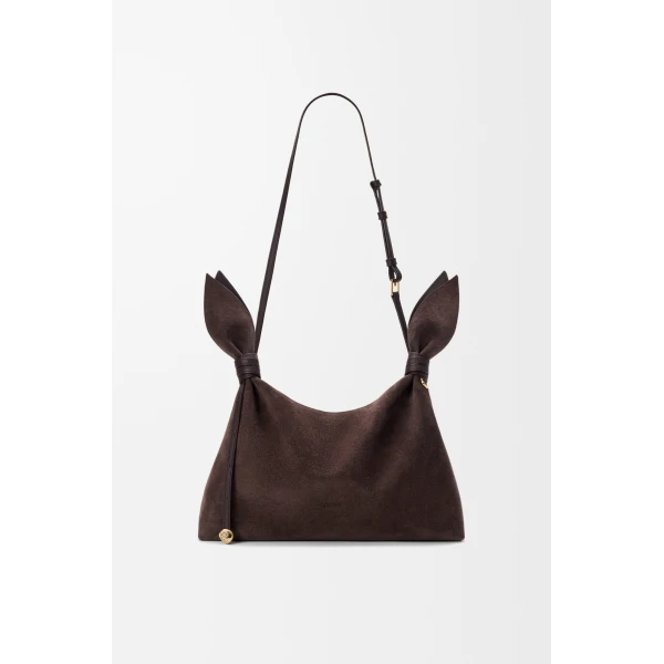 Loewe Medium Scarf bag in suede, Dark Chestnut | Shoulder & Crossbody Bags | Coveti