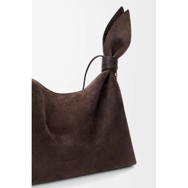 Loewe Medium Scarf bag in suede, Dark Chestnut | Shoulder & Crossbody Bags | Coveti