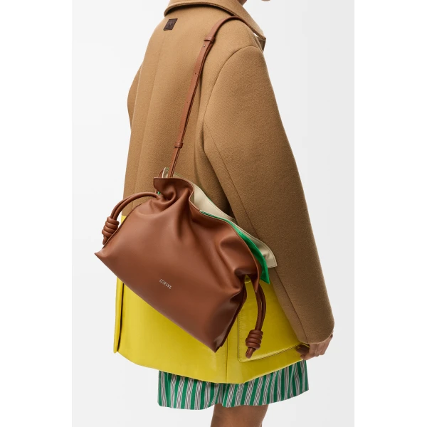 Loewe Medium layered Flamenco clutch in nappa calfskin, Multicolor Squirrel | Shoulder & Crossbody Bags | Coveti
