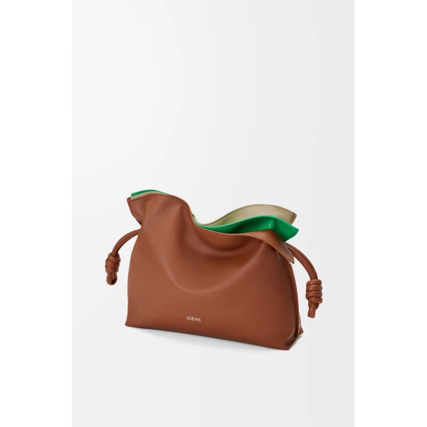 Loewe Medium layered Flamenco clutch in nappa calfskin, Multicolor Squirrel | Shoulder & Crossbody Bags | Coveti