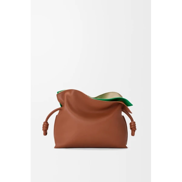 Loewe Medium layered Flamenco clutch in nappa calfskin, Multicolor Squirrel | Shoulder & Crossbody Bags | Coveti