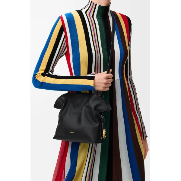 Loewe Mini Coil Flamenco clutch in nappa calfskin, Black | Shoulder & Crossbody Bags | Coveti