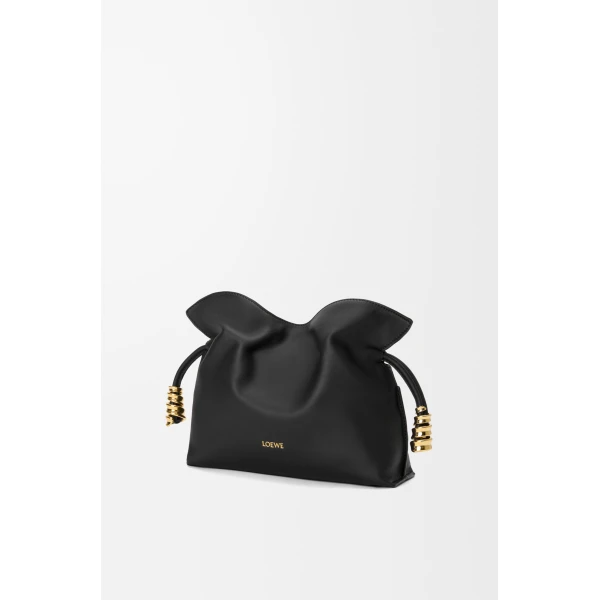 Loewe Mini Coil Flamenco clutch in nappa calfskin, Black | Shoulder & Crossbody Bags | Coveti