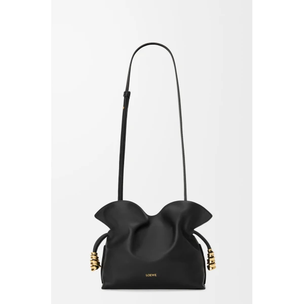 Loewe Mini Coil Flamenco clutch in nappa calfskin, Black | Shoulder & Crossbody Bags | Coveti
