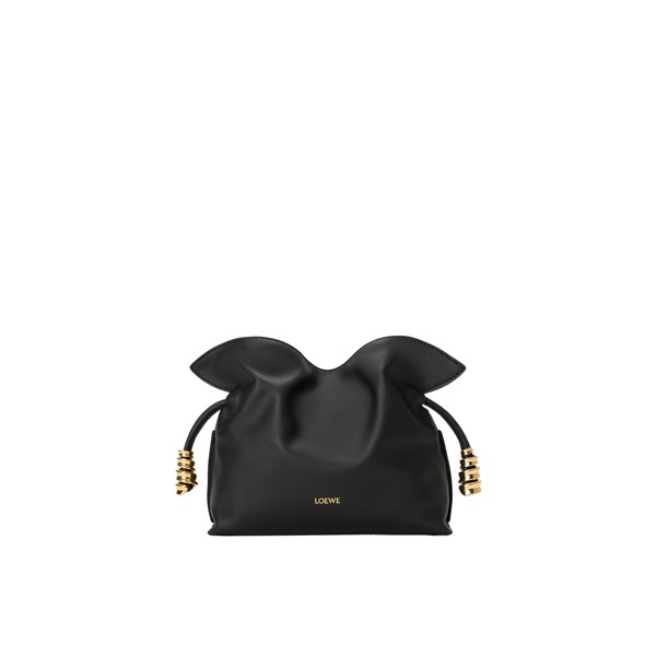 Loewe Mini Coil Flamenco clutch in nappa calfskin, Black | Shoulder & Crossbody Bags | Coveti