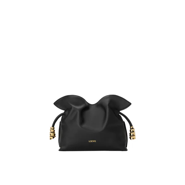 Loewe Mini Coil Flamenco clutch in nappa calfskin, Black | Shoulder & Crossbody Bags | Coveti