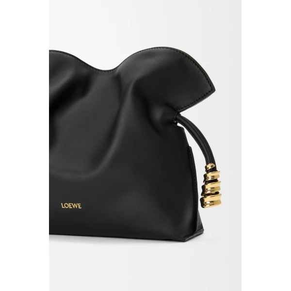 Loewe Mini Coil Flamenco clutch in nappa calfskin, Black | Shoulder & Crossbody Bags | Coveti