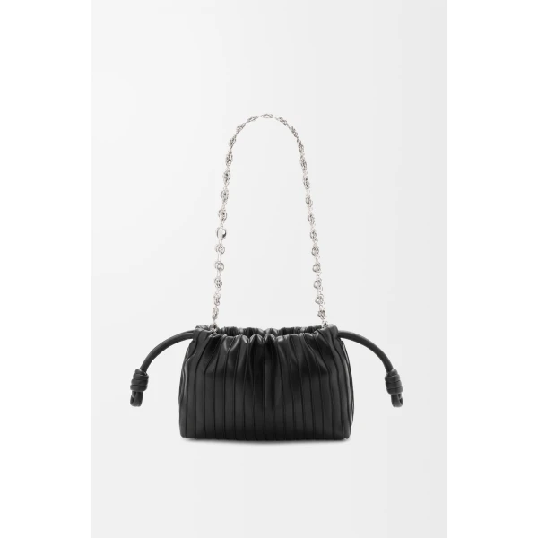 Loewe Mini Flamenco Pleats purse in nappa lambskin, Black | Shoulder & Crossbody Bags | Coveti
