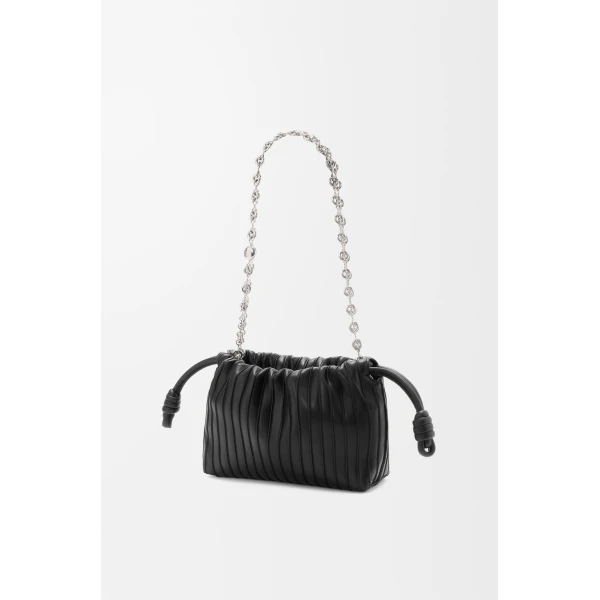 Loewe Mini Flamenco Pleats purse in nappa lambskin, Black | Shoulder & Crossbody Bags | Coveti
