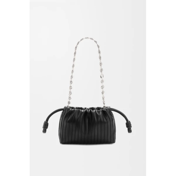 Loewe Mini Flamenco Pleats purse in nappa lambskin, Black | Shoulder & Crossbody Bags | Coveti