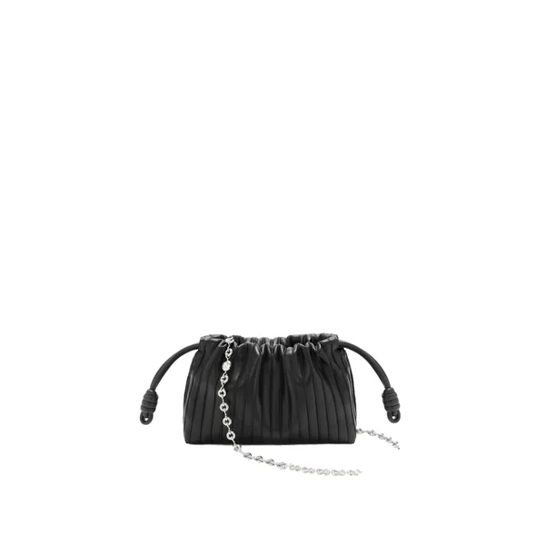 Loewe Mini Flamenco Pleats purse in nappa lambskin, Black | Shoulder & Crossbody Bags | Coveti