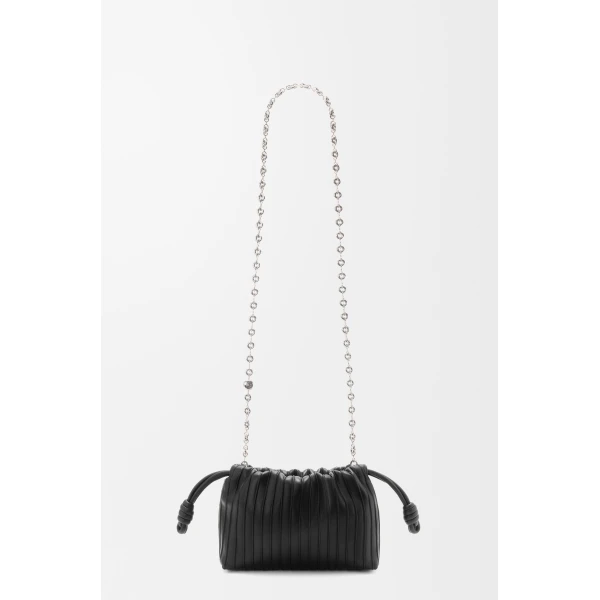 Loewe Mini Flamenco Pleats purse in nappa lambskin, Black | Shoulder & Crossbody Bags | Coveti