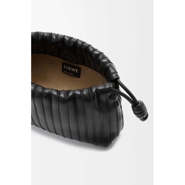 Loewe Mini Flamenco Pleats purse in nappa lambskin, Black | Shoulder & Crossbody Bags | Coveti