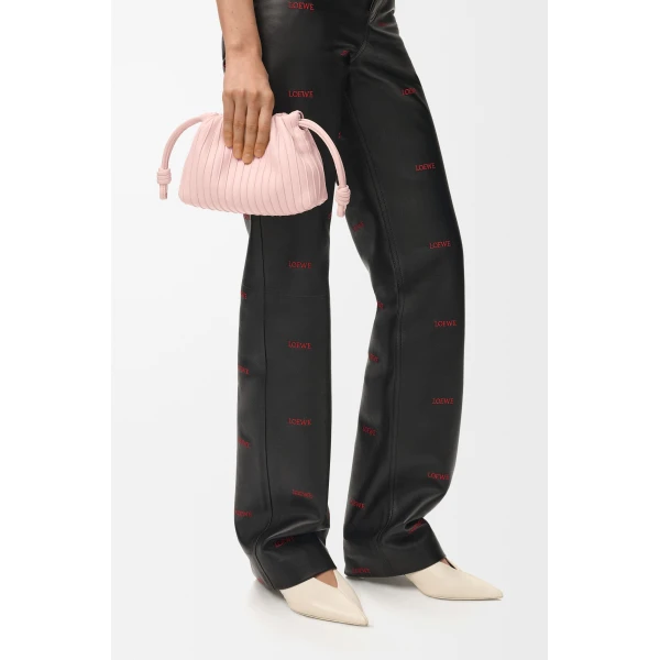 Loewe Mini Flamenco Pleats purse in nappa lambskin, Crystal Pink | Shoulder & Crossbody Bags | Coveti