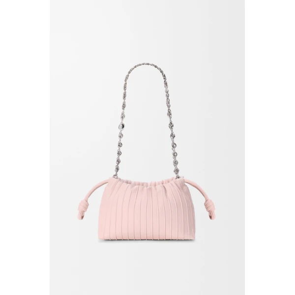 Loewe Mini Flamenco Pleats purse in nappa lambskin, Crystal Pink | Shoulder & Crossbody Bags | Coveti