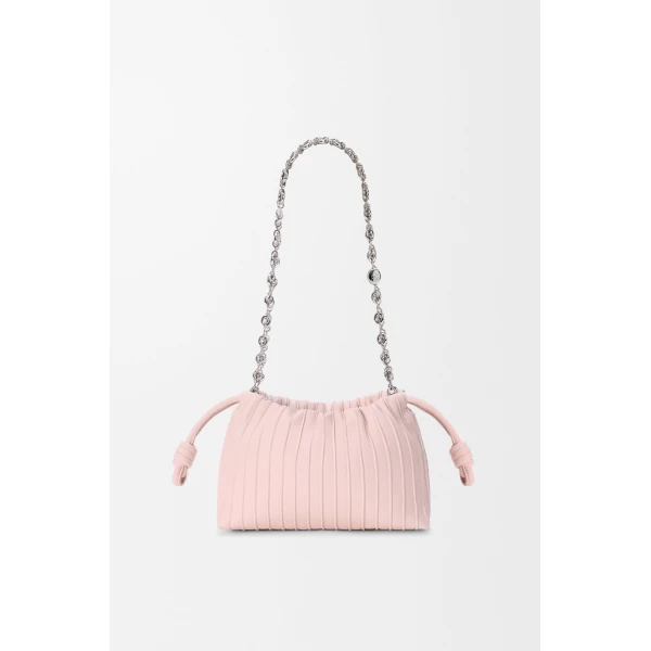 Loewe Mini Flamenco Pleats purse in nappa lambskin, Crystal Pink | Shoulder & Crossbody Bags | Coveti