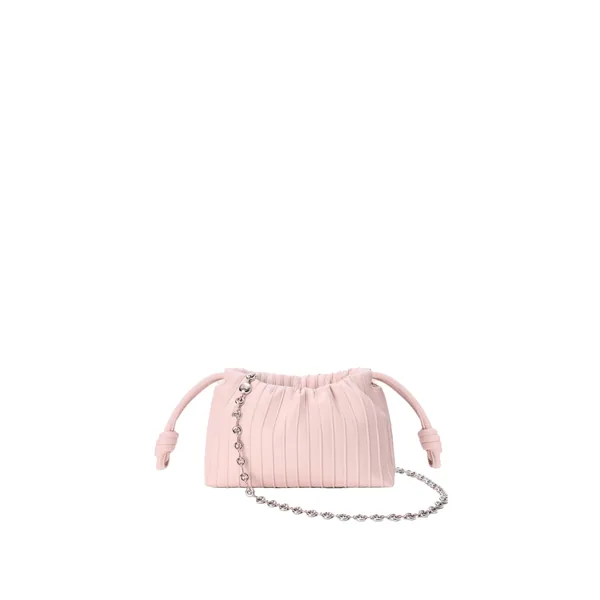 Loewe Mini Flamenco Pleats purse in nappa lambskin, Crystal Pink | Shoulder & Crossbody Bags | Coveti