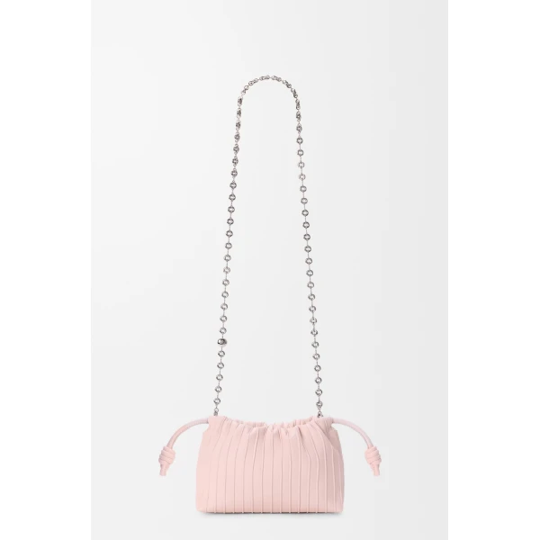 Loewe Mini Flamenco Pleats purse in nappa lambskin, Crystal Pink | Shoulder & Crossbody Bags | Coveti