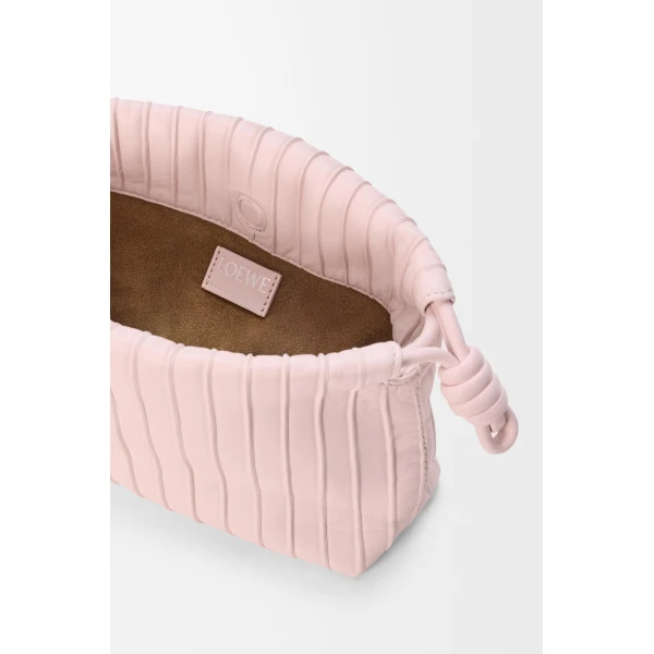 Loewe Mini Flamenco Pleats purse in nappa lambskin, Crystal Pink | Shoulder & Crossbody Bags | Coveti