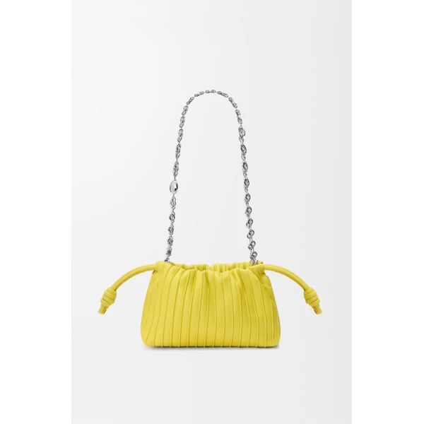Loewe Mini Flamenco Pleats purse in nappa lambskin, Lemon | Shoulder & Crossbody Bags | Coveti