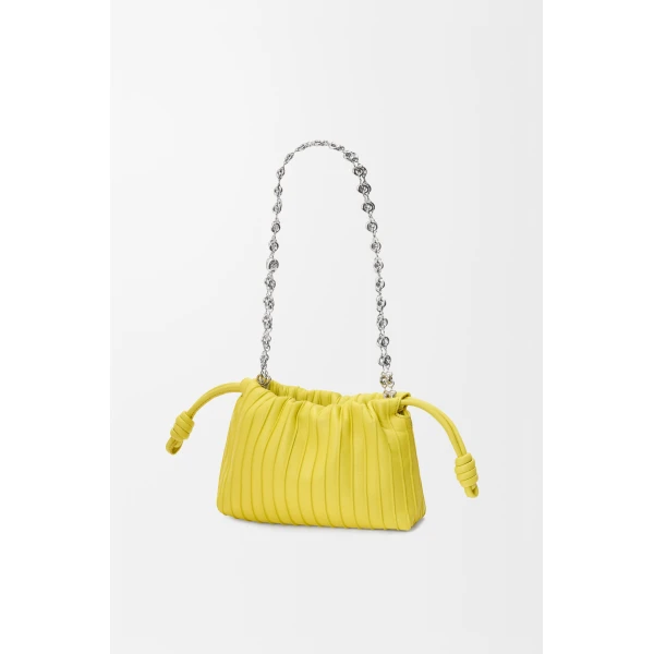 Loewe Mini Flamenco Pleats purse in nappa lambskin, Lemon | Shoulder & Crossbody Bags | Coveti