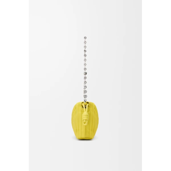 Loewe Mini Flamenco Pleats purse in nappa lambskin, Lemon | Shoulder & Crossbody Bags | Coveti