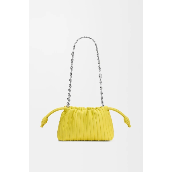 Loewe Mini Flamenco Pleats purse in nappa lambskin, Lemon | Shoulder & Crossbody Bags | Coveti