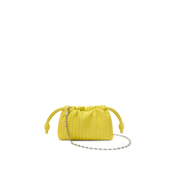 Loewe Mini Flamenco Pleats purse in nappa lambskin, Lemon | Shoulder & Crossbody Bags | Coveti