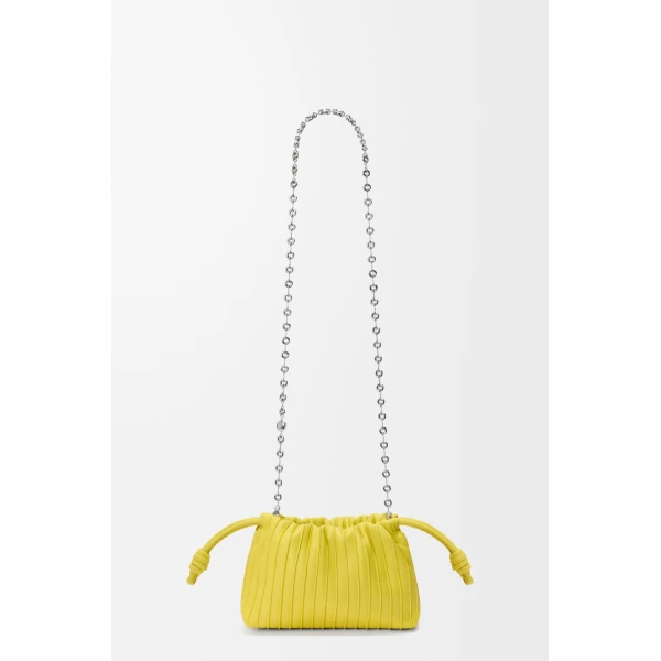 Loewe Mini Flamenco Pleats purse in nappa lambskin, Lemon | Shoulder & Crossbody Bags | Coveti