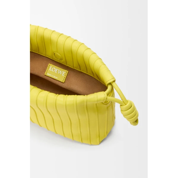 Loewe Mini Flamenco Pleats purse in nappa lambskin, Lemon | Shoulder & Crossbody Bags | Coveti