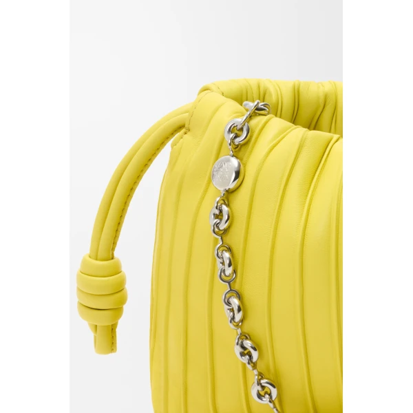 Loewe Mini Flamenco Pleats purse in nappa lambskin, Lemon | Shoulder & Crossbody Bags | Coveti
