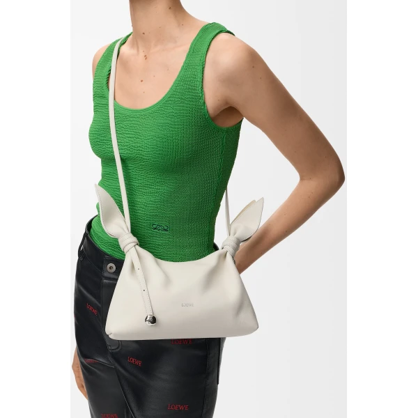 Loewe Mini Scarf bag in smooth calfskin, Soft White | Shoulder & Crossbody Bags | Coveti