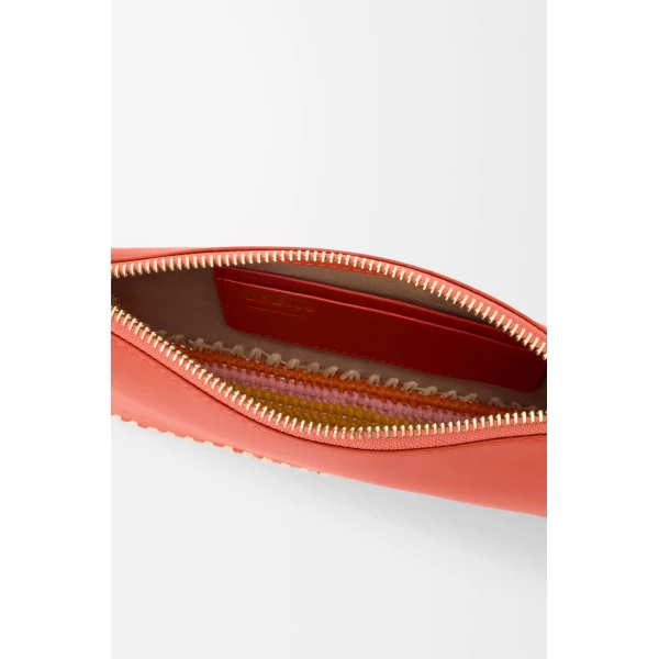 Loewe Rio pouch in classic calfskin and raffia, Deep Saffron | Clutch Bags | Coveti