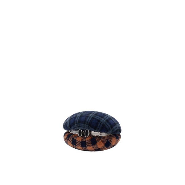 Loewe Shell minaudiere in check pattern textile and metal, Deep Navy/Multicolor | Mini Bags | Coveti