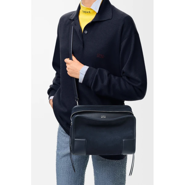 Loewe Small Amazona 180 bag in suede, Deep Navy | Totes & Top-Handle Bags | Coveti