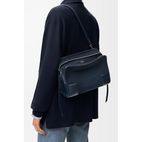Loewe Small Amazona 180 bag in suede, Deep Navy | Totes & Top-Handle Bags | Coveti