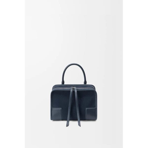 Loewe Small Amazona 180 bag in suede, Deep Navy | Totes & Top-Handle Bags | Coveti