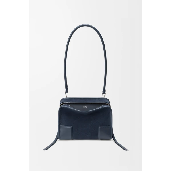 Loewe Small Amazona 180 bag in suede, Deep Navy | Totes & Top-Handle Bags | Coveti
