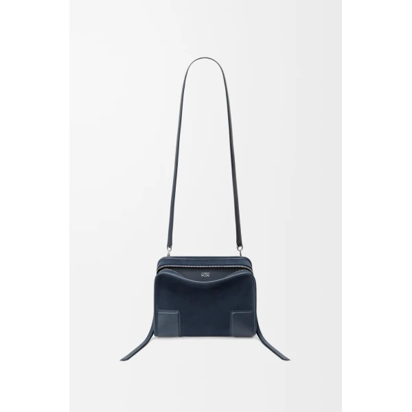 Loewe Small Amazona 180 bag in suede, Deep Navy | Totes & Top-Handle Bags | Coveti