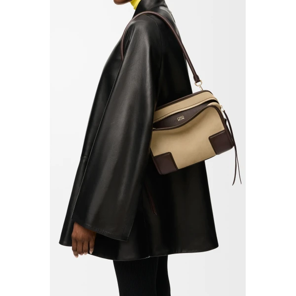 Loewe Small Amazona 180 bag in suede, Oro/Chocolat | Totes & Top-Handle Bags | Coveti