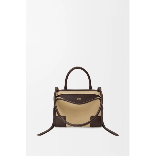 Loewe Small Amazona 180 bag in suede, Oro/Chocolat | Totes & Top-Handle Bags | Coveti
