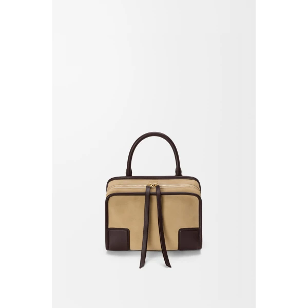 Loewe Small Amazona 180 bag in suede, Oro/Chocolat | Totes & Top-Handle Bags | Coveti