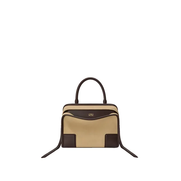 Loewe Small Amazona 180 bag in suede, Oro/Chocolat | Totes & Top-Handle Bags | Coveti