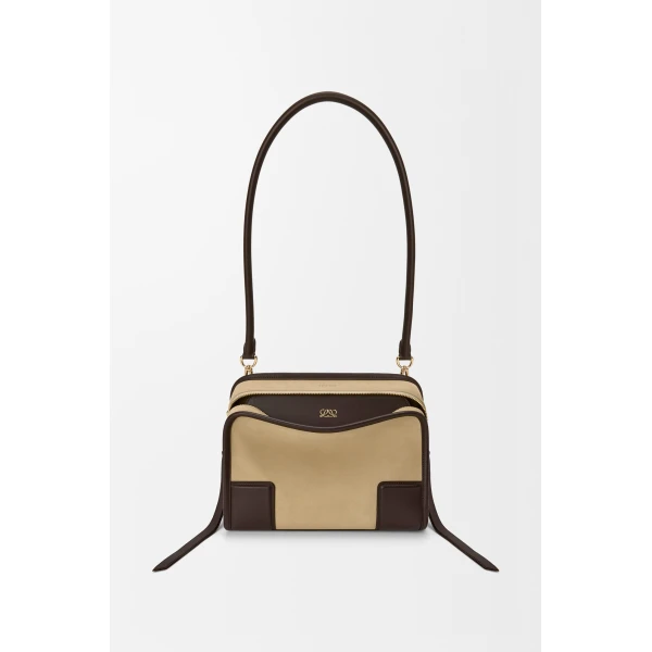 Loewe Small Amazona 180 bag in suede, Oro/Chocolat | Totes & Top-Handle Bags | Coveti